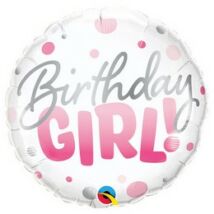 18 inch-es Birthday Girl Pink Dots Szülinapi Fólia Lufi