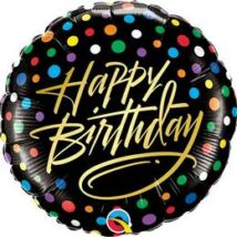 18 inch-es birthday gold script&dots
