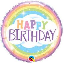 18 inch-es Happy Birthday Rainbow Szivárvány Szülinapi Fólia Lufi