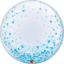24 inch-es Kék Konfetti Pöttyös Mintás - Blue Confetti Dots Deco Bubbles Lufi