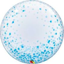 24 inch-es Kék Konfetti Pöttyös Mintás - Blue Confetti Dots Deco Bubbles Lufi
