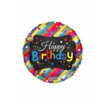 18 inch-es Happy Birthday színes konfettis fólia lufi 