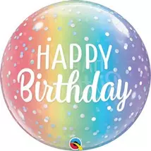 22 inch-es Birthday Ombre and Dots - Színátmenetes Szülinapi Bubble Lufi