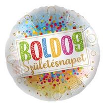 17 inch-es Boldog Születésnapot Színes Konfetti Mintás Fólia Lufi