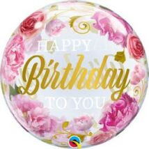 22 inch-es Happy Birthday to You Rózsa Mintás Szülinapi Bubble Lufi