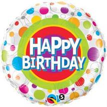 18 inch-es Happy Birthday Colorful Dots - Színes Pöttyös Születésnapi Fólia Léggömb