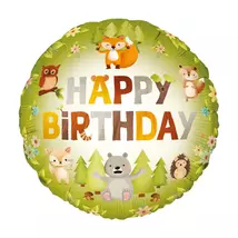 Erdő állatai Happy Birthday fólia lufi