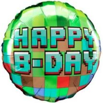18 inch-es Happy B-Day Pixel Szülinapi Fólia Lufi
