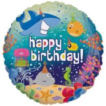 18 inch-es Happy Birthday Cuki Tengeri Állatok Szülinapi Fólia Lufi