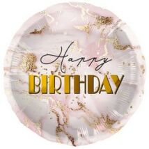 18 inch-es Happy Birthday marble pink fólia