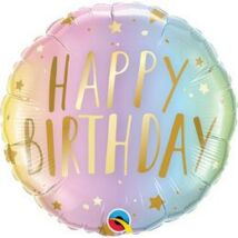 18 inch-es Happy Birthday Pastel Ombre & Stars - Árnyék & Csillagok Szülinapi Születésnapi Fólia Lufi