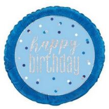 18 inch-es Happy Birthday Blue Glitz Fólia Lufi