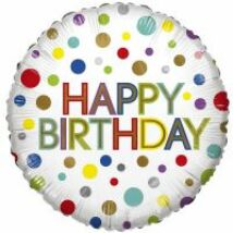 Happy Birthday pöttyös fólia lufi