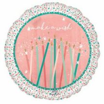 18 inch-es Make a Wish Gyertya és Pöttyös Mintás Szülinapi Fólia Lufi