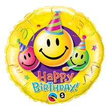 18 inch-es Mosolygó Arcok - Birthday Smile Faces Szülinapi Fólia Lufi
