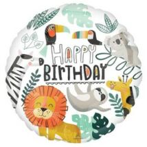 18 inch-es Happy Birthday get wild animals fólia lufi