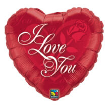 18 inch-es Rózsás szív- I love you Red
