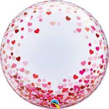 szivecske mintás deco bubble lufi pink és piros szivekkel