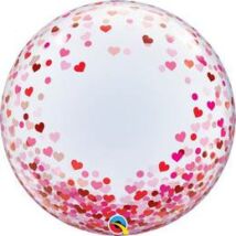szivecske mintás deco bubble lufi pink és piros szivekkel