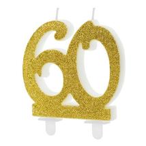 60 ÉVSZÁMOS GLITTERES GYERTYA TORTÁRA 