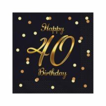 40-es fekete pöttyös HB szalvéta 20db/3r