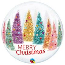 22 inch-es Színes Karácsonyfák - Christmas Trees & Snowflakes Karácsonyi Bubble Lufi