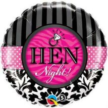 18 inch-es Hen Night! Damask & Stripes Fólia Léggömb Lánybúcsúra