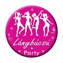 Rózsaszín-Fehér Leánybúcsú Party Kitűző - 5,5 cm