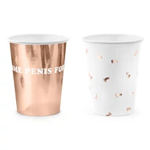 Party pohár, rosegold és fehér mix, Same penis forever!, 6db/cs, 220 ml