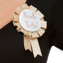 Rosegold glitteres bride to be rozettás