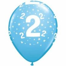 11 inch-es 2-es printelt Stars Blue Szülinapi Számos Lufi