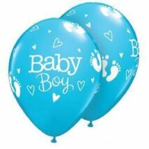 11 inch-es Baby Boy Footprints &amp; Hearts Robins Egg Blue Lufi 