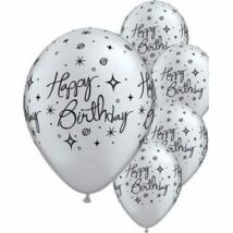 11 inch-es Birthday Elegant Sparkles Silver Szülinapi Lufi