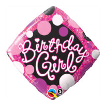 18 inch-es Birthday Girl Pink and Black Szülinapi Fólia Lufi