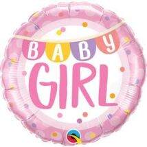 18 inch-es Baby Girl Banner & Dots Fólia Lufi Babaszületésre