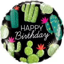 18 inch-es Cactuses - Kaktusz Mintás Happy Birthday Szülinapi Fólia Lufi