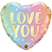  18 inch-es Love You Pastel Ombre &amp; Hearts Szív Fólia Lufi
