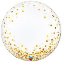 24 inch-es Arany Konfetti Pöttyös Mintás Deco Bubble Lufi