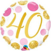 18 inch-es 40-es pink&gold dots számos