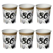 80-as Számos Szülinapi Elegáns Léggömbös Parti Papír Pohár - 250 ml, 6 db-os