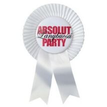 Fehér szalagos absolut party kitűző