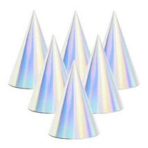 Kalap papír hologramos ezüst 6 db