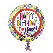 28 inch-es Happy Birthday Színes Éneklő Szülinapi Fólia Lufi