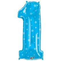 34 inch-es Number 1 Kék Csillag Mintás Fólia Lufi
