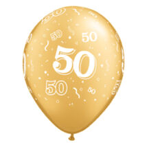 11 inch-es 50-es printelt Metallic Gold Szülinapi Számos Lufi