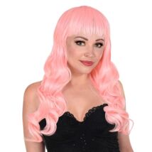pink hullámos hosszú női paróka