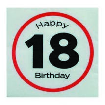 Happy Birthday 18. Számos Sebességkorlátozó Születésnapi Party Szalvéta - 33 x 33 cm, 20 db-os