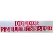 ZÁSZLÓFÜZÉR, "BOLDOG SZÜLETÉSNAPOT", RÓZSASZÍN, 4,8 M