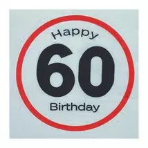 Happy Birthday 60. Számos Sebességkorlátozó Születésnapi Party Szalvéta - 33 x 33 cm, 20 db-os