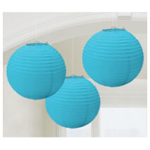 Kék Színű Parti Gömb Lampion - 24 cm, 3 db-os